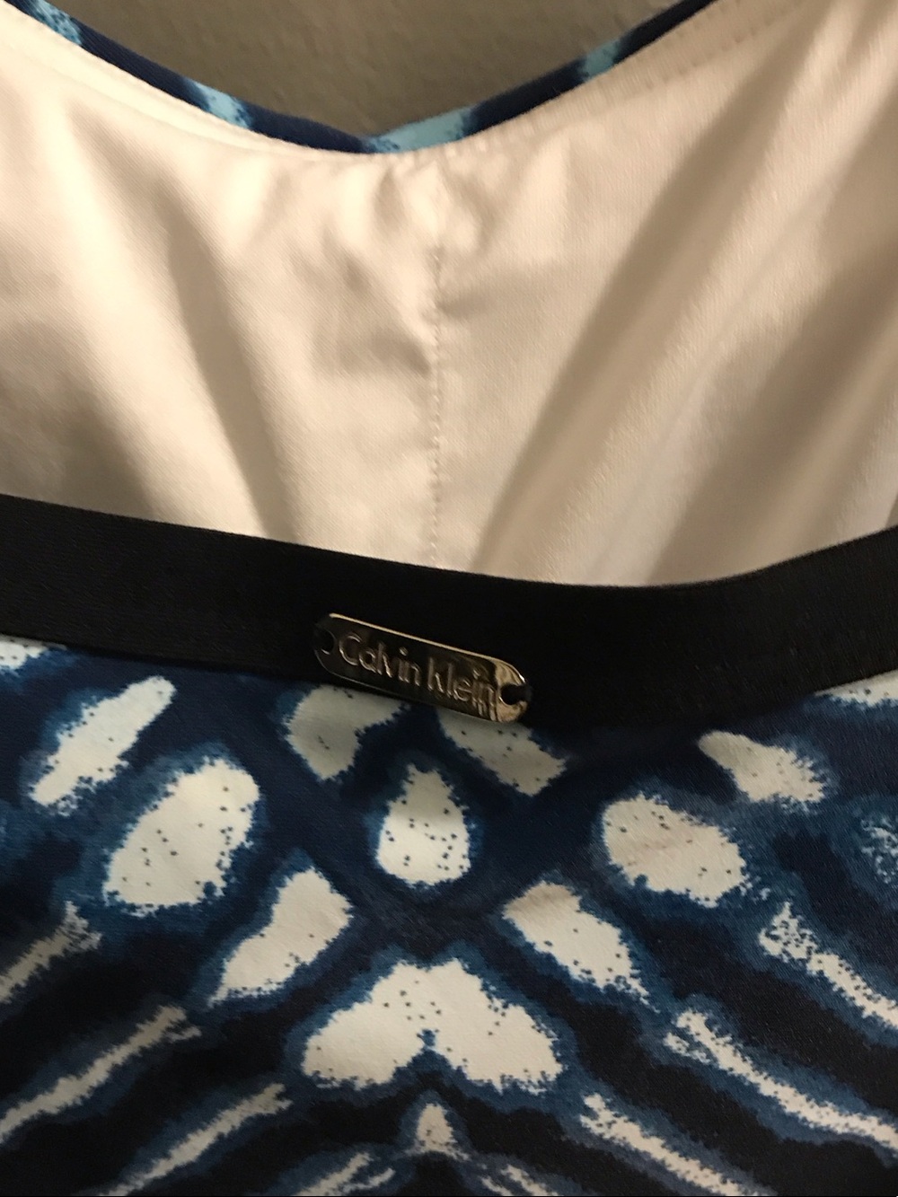 Calvin Klein Navy and White V-Front One-Piece Swimsuit - Picture 4 of 7